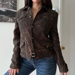 Vintage Fairycore Boho Paisley Fitted Blazer Jacket